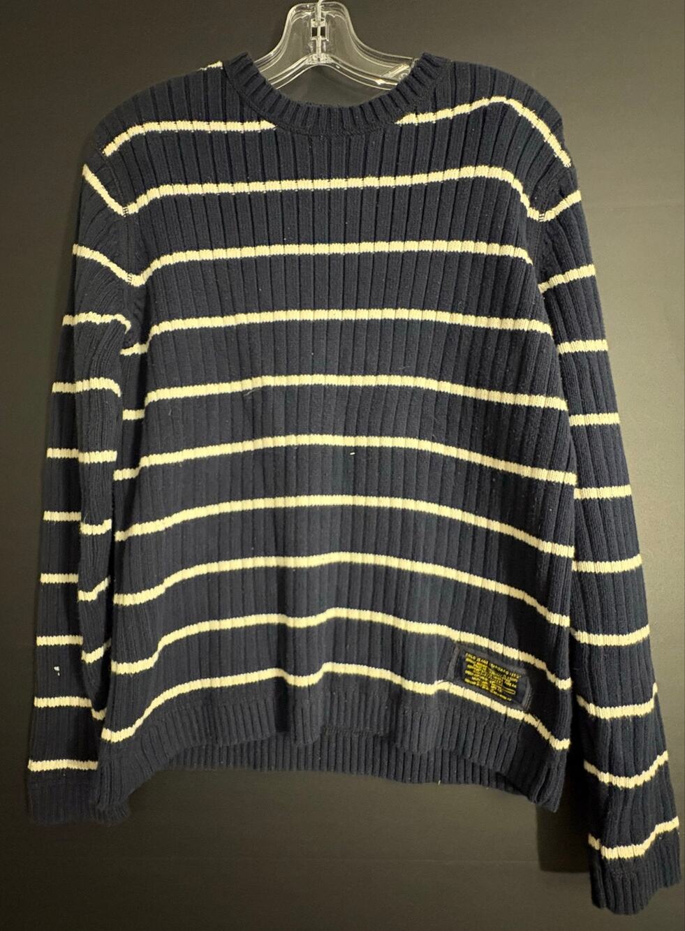 Vintage Polo Jeans Co Ralph Lauren Sweater Mens M Navy Striped Cotton 90s Y2K